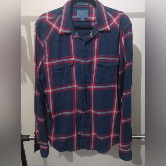 Lucky Brand Other - Lucky Brand Saturday Stretch Blue and Red Plaid Mens Shirt L